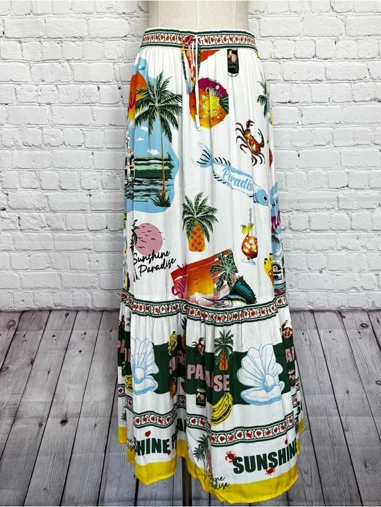 RACHEL ZOE Sunshine Paradise Tiered Maxi Skirt--NWT--M - Picture 3 of 12